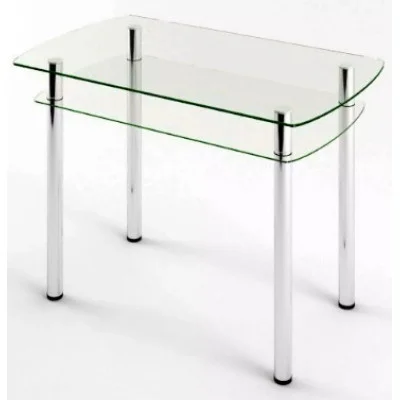 Glass dining table D-06-2 with tempered glass and chrome legs